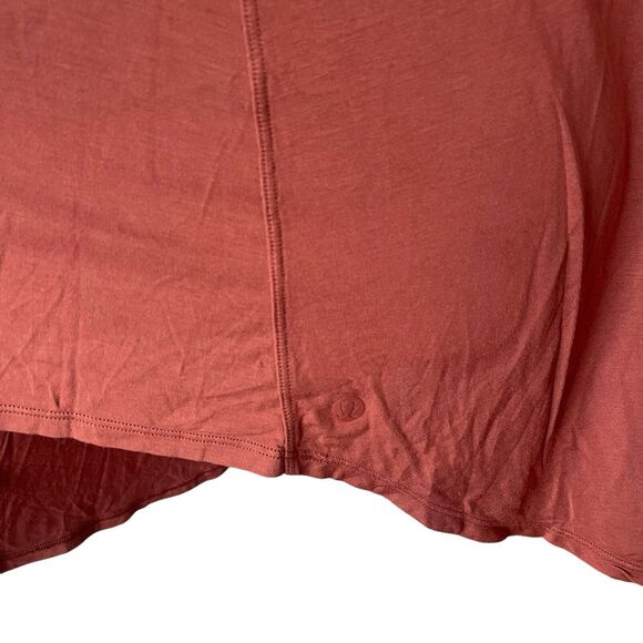 Lululemon XL Up For Down Time Long Sleeve Top Terracotta Brown Scoop Neck - Picture 6 of 10
